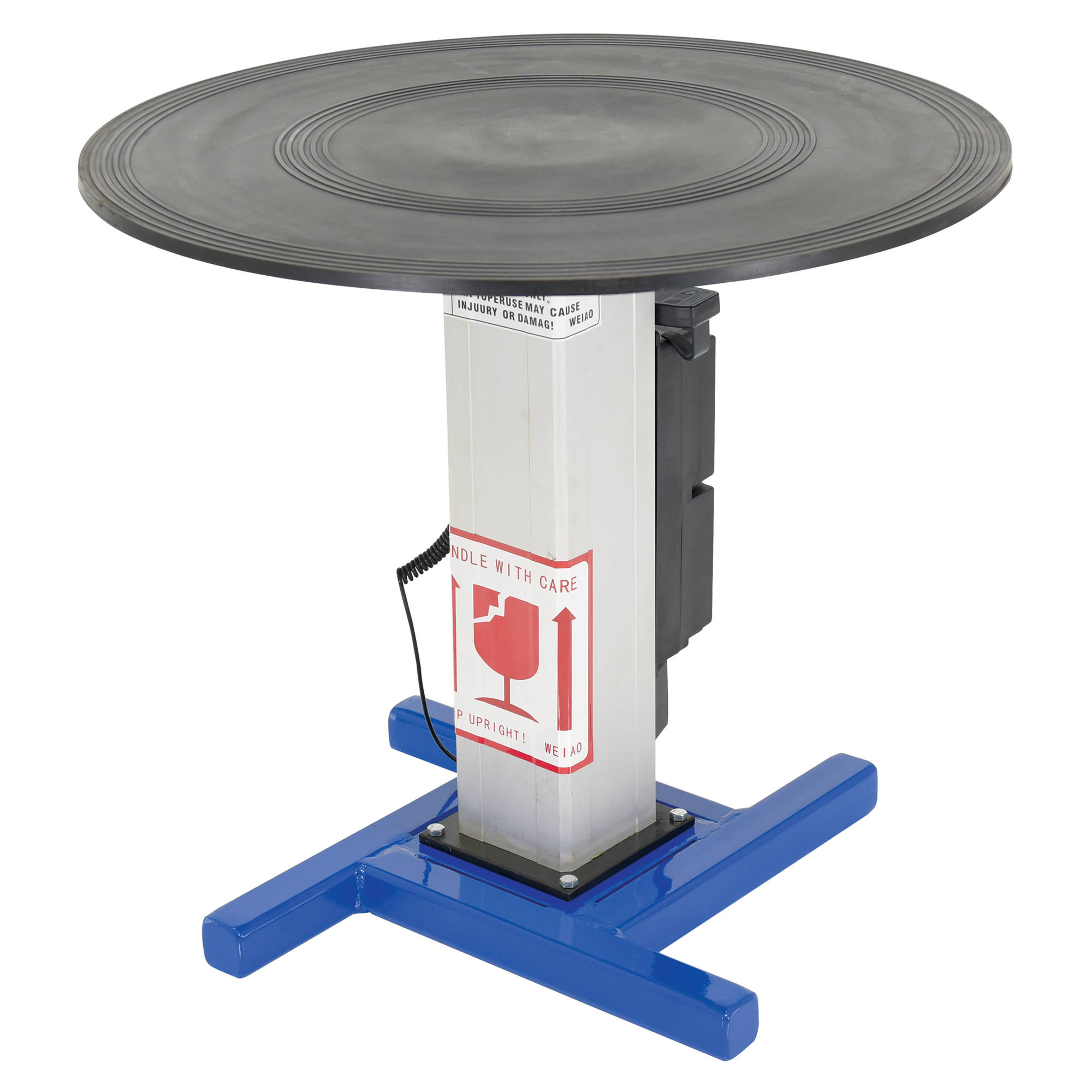 Vestil Steel Turntable — 30in. Diameter, DC Powered, 28–43in. Height Adjustment, 750-Lb. Capacity, Blue, Model# TT-N-30-LA